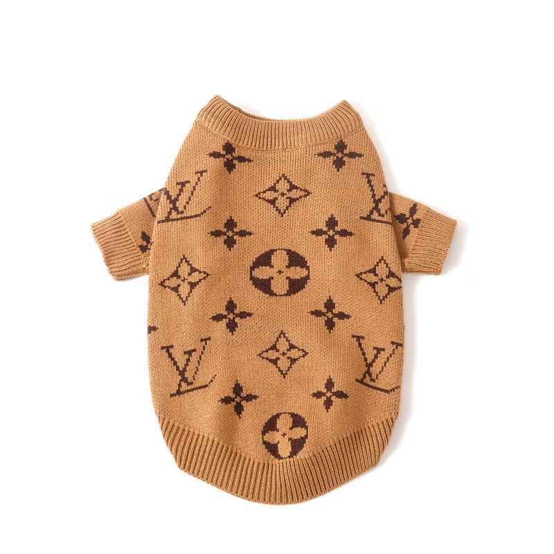 Monogram Dog Knit Jumper - Camel