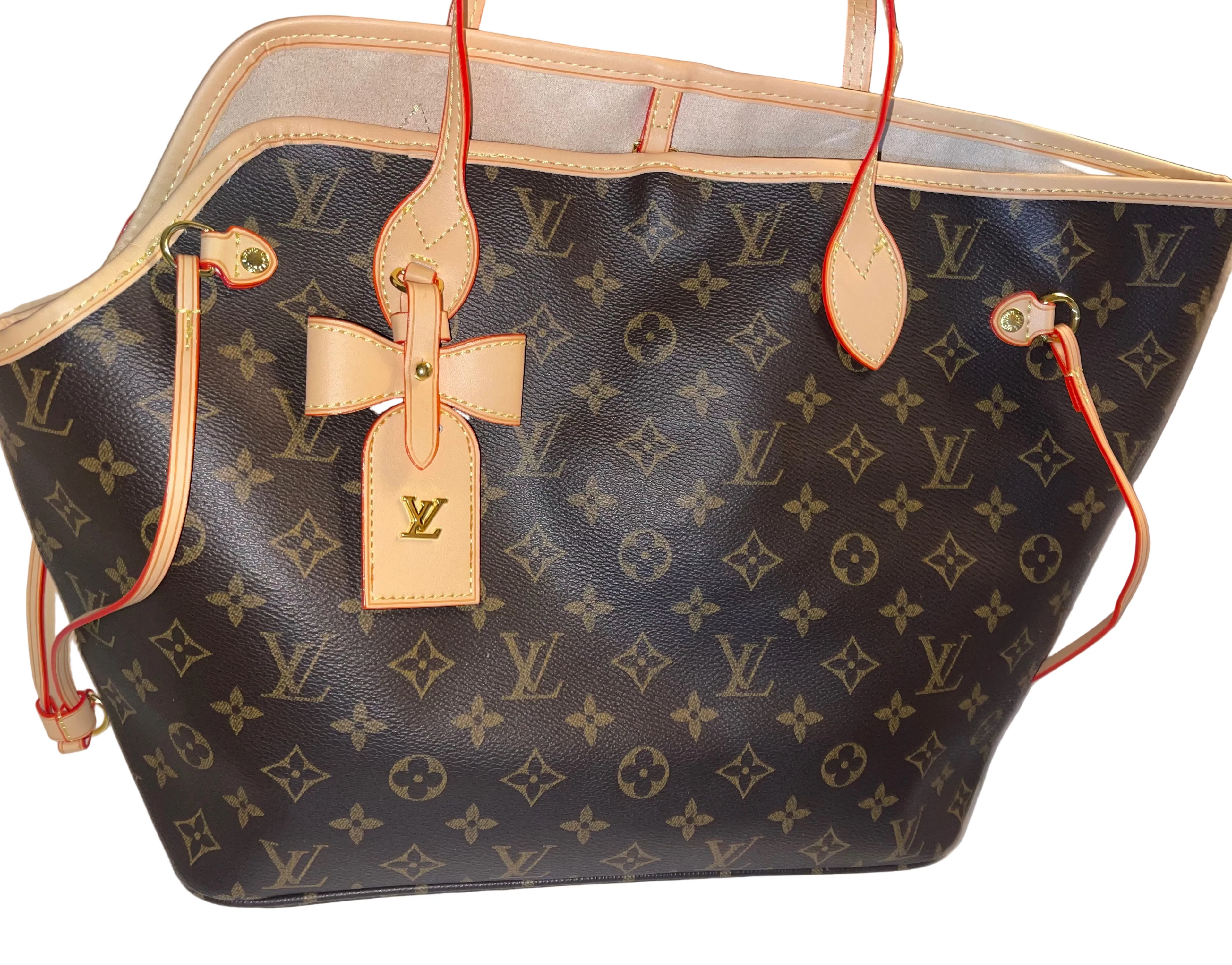NeverWoof Luxury Bow Pet Carrier Tote Bag - Brown