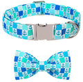 Nautical Anchor Dog Collar and Bow Set - Blue