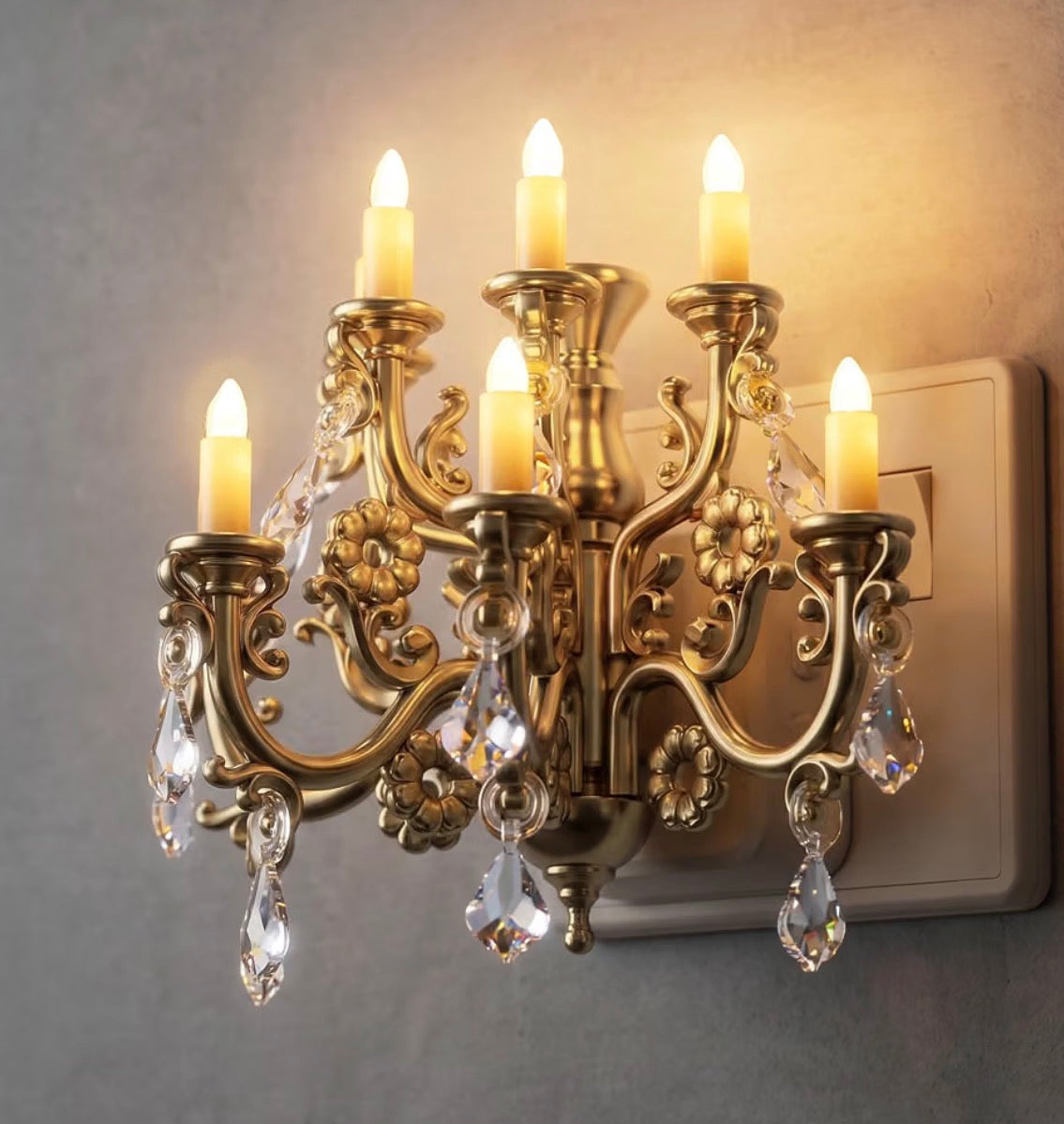 Chandelier Candle Plug in Wall Dog Pet Night Light - Gold