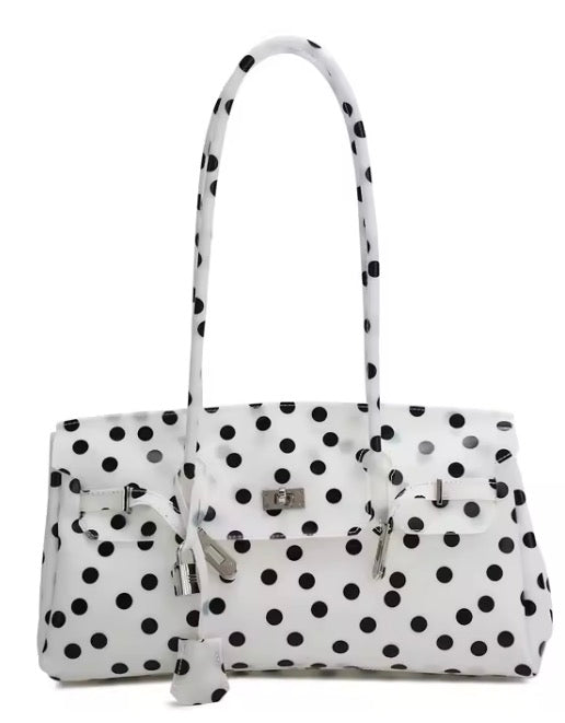 The Jelly Firkin Tote TPU Bag - Polka Dot White