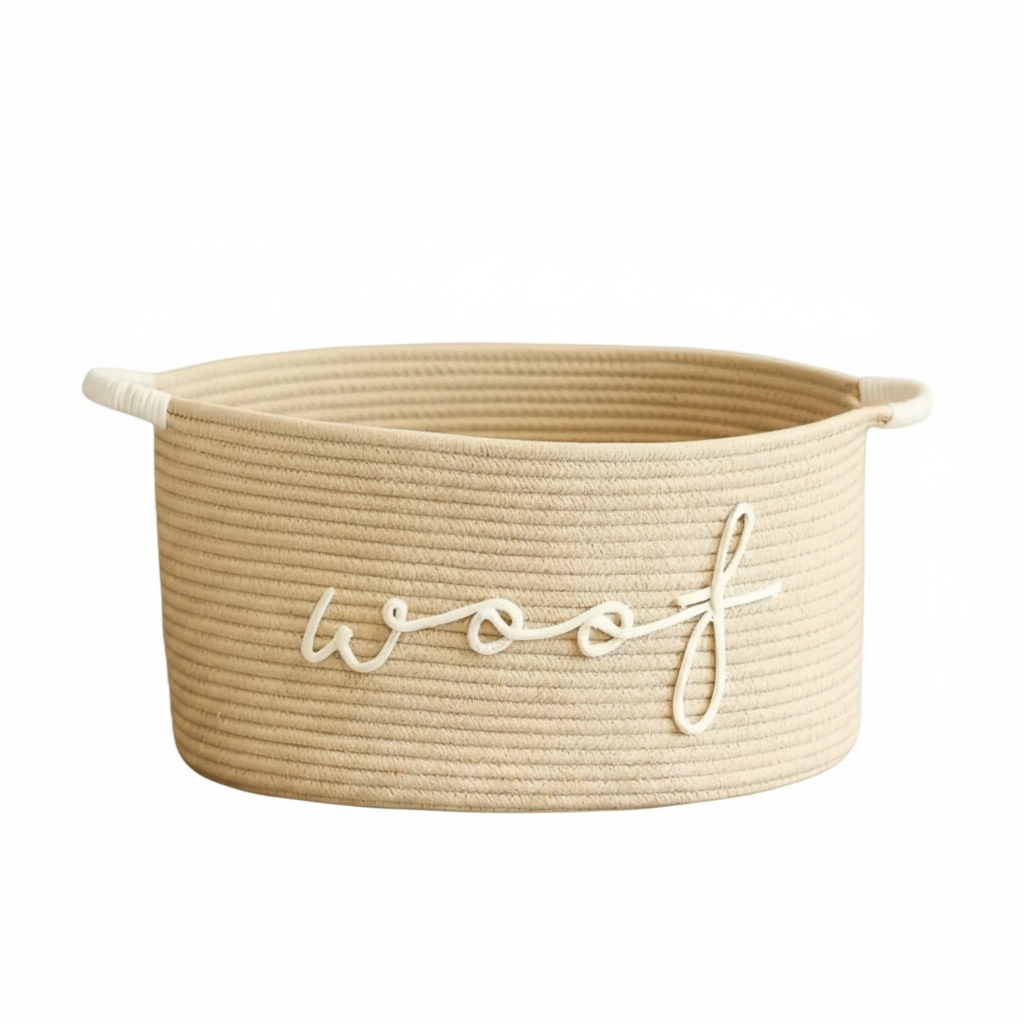 Woof Rope Dog Toy Box - Beige