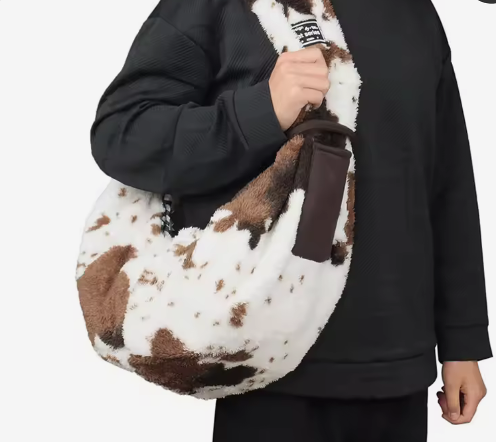 African Cow Print Dog Sling Carrier - Brown