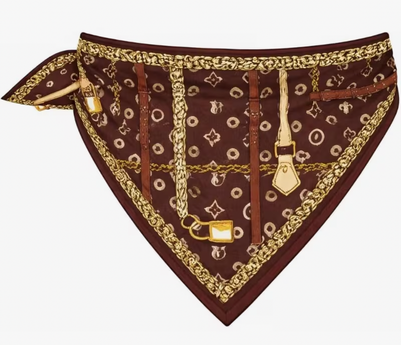 Luxury Monogram Baroque Chain Design Dog Bandana - Brown