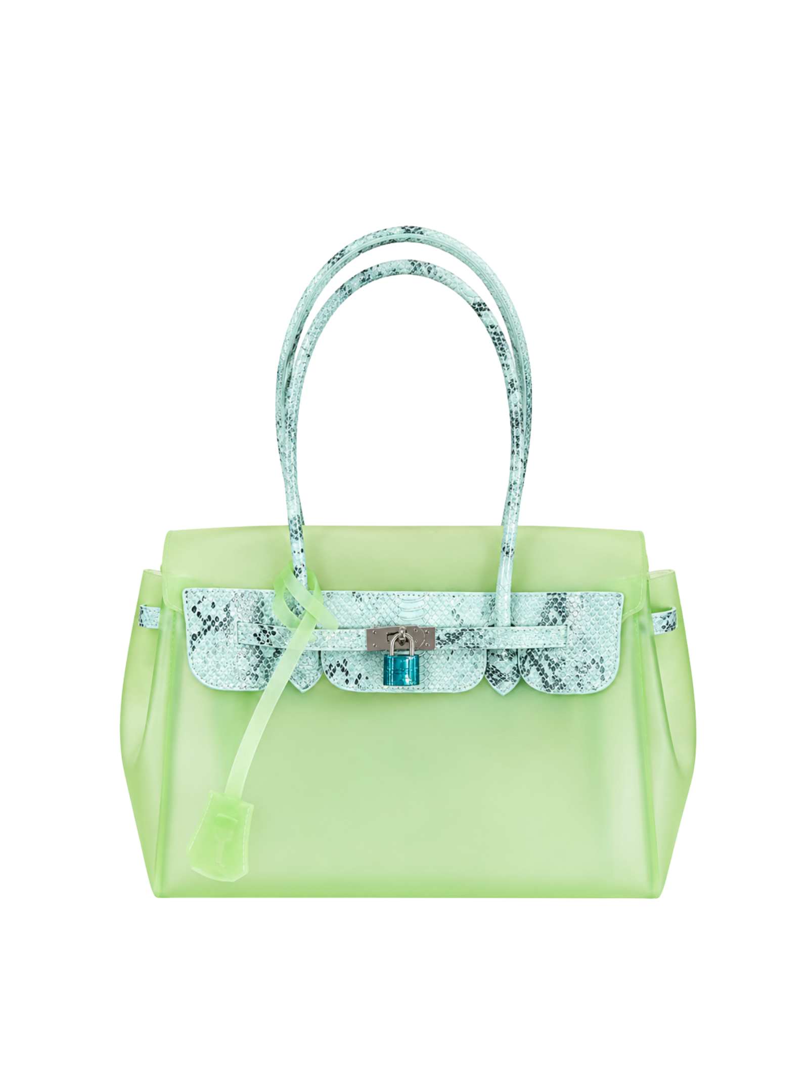 The Jelly Firkin Tote TPU Bag - Snake Skin Green/Blue