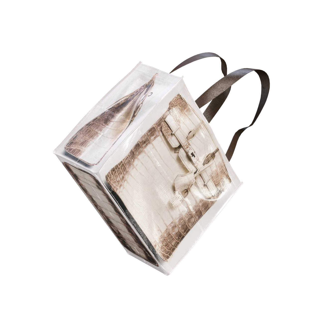 Reusable Grocery Firkin Designer Shopping Bag - Croc Beige