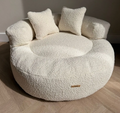 Round Boucle Dog Bed - Cream