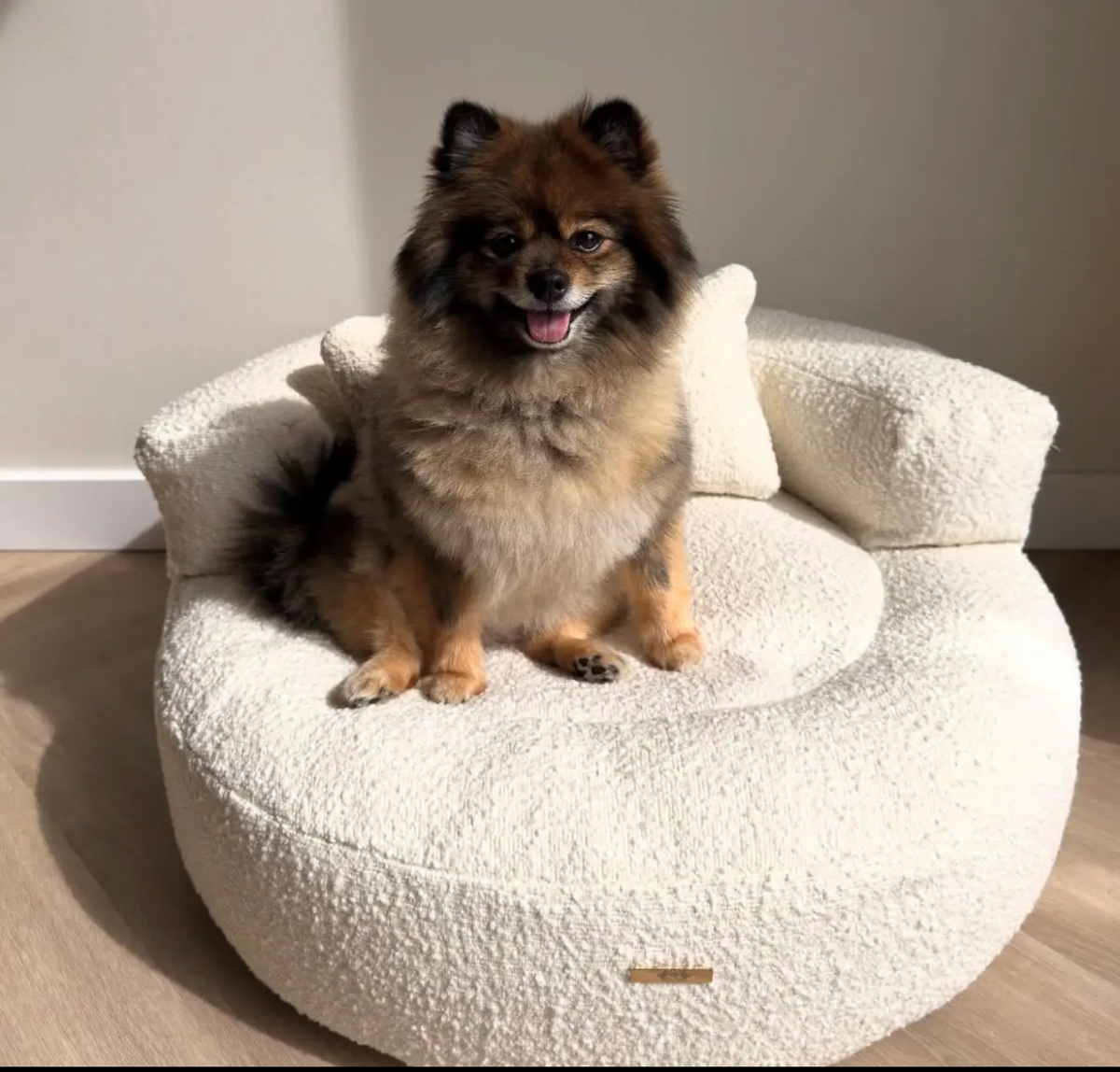 Round Boucle Dog Bed - Cream