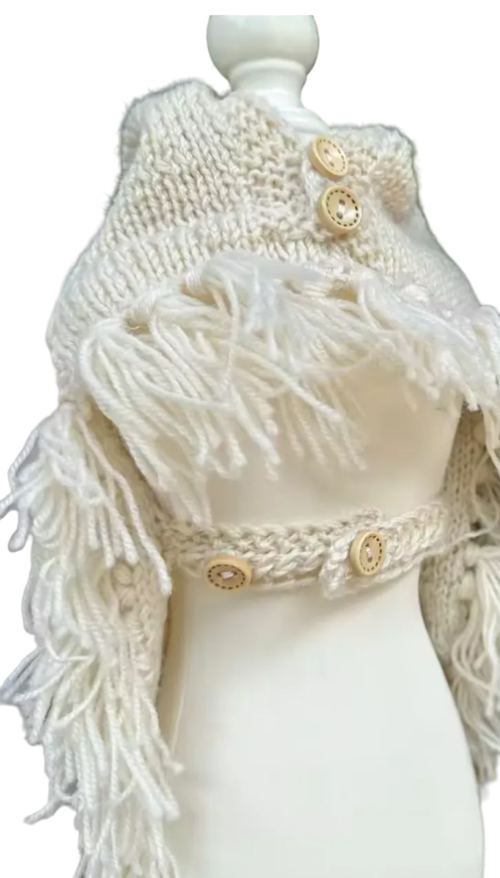 Handmade Knitted Dog Poncho Jumper - Cream