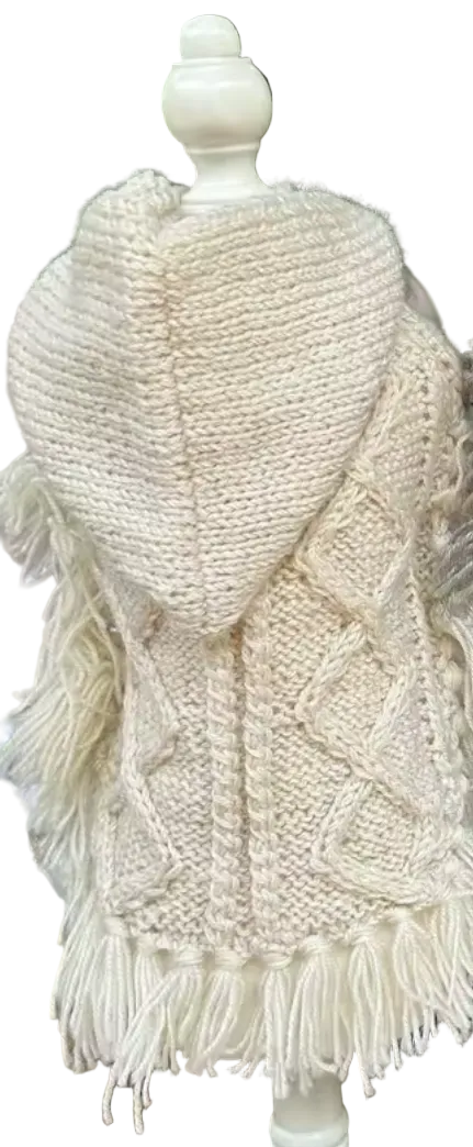 Handmade Knitted Dog Poncho Jumper - Cream