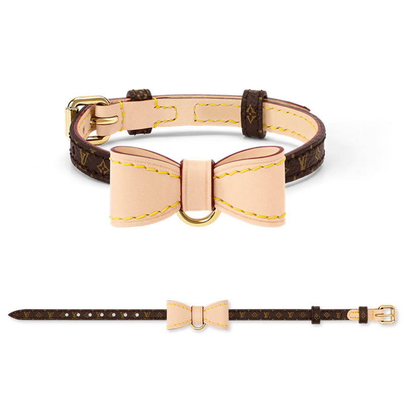 Luxury Cat Dog Bow Collar - Brown