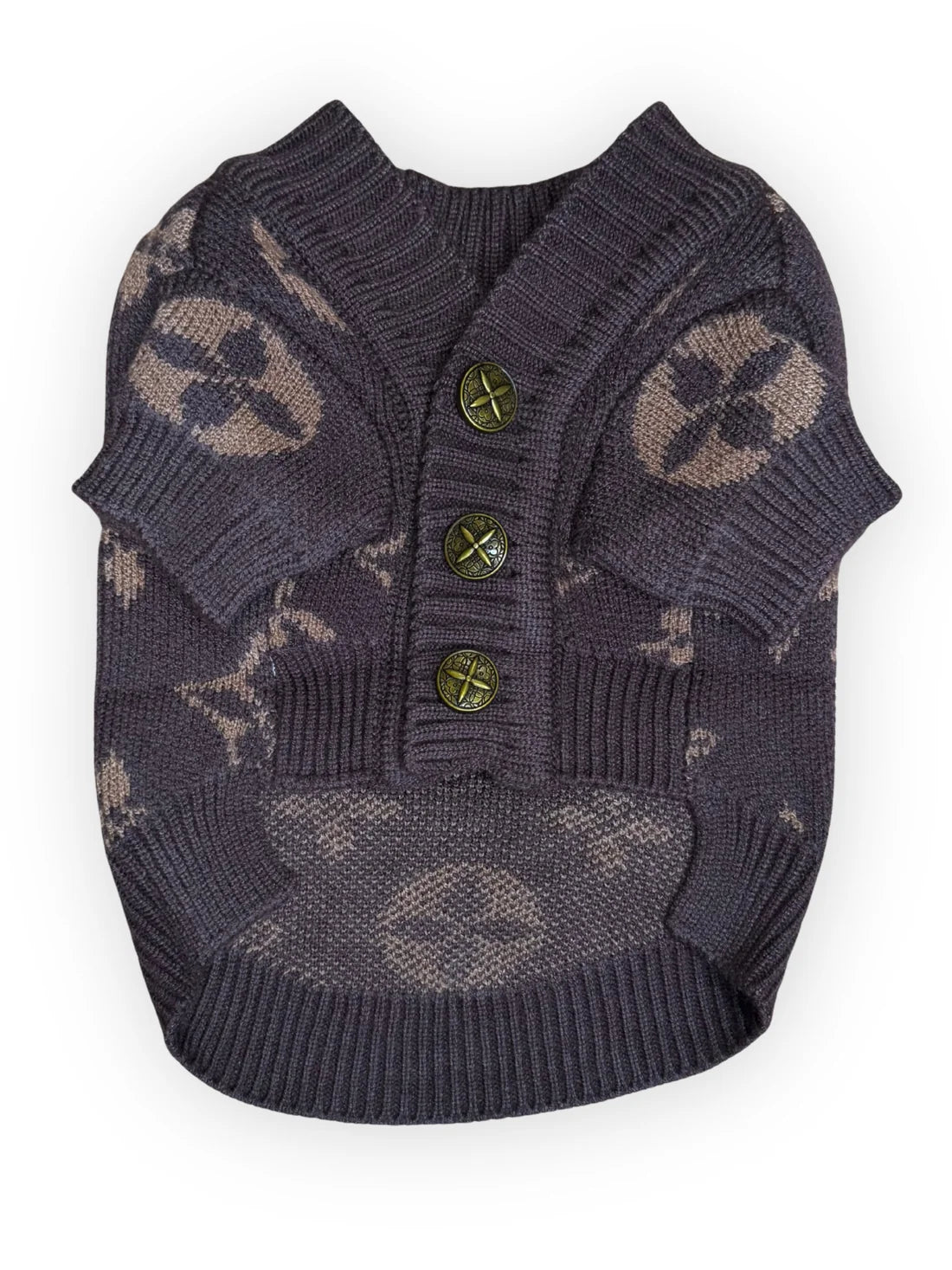 Monogram Dog Knit Cardigan - Brown