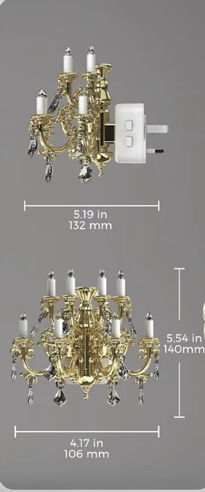 Chandelier Candle Plug in Wall Dog Pet Night Light - Gold