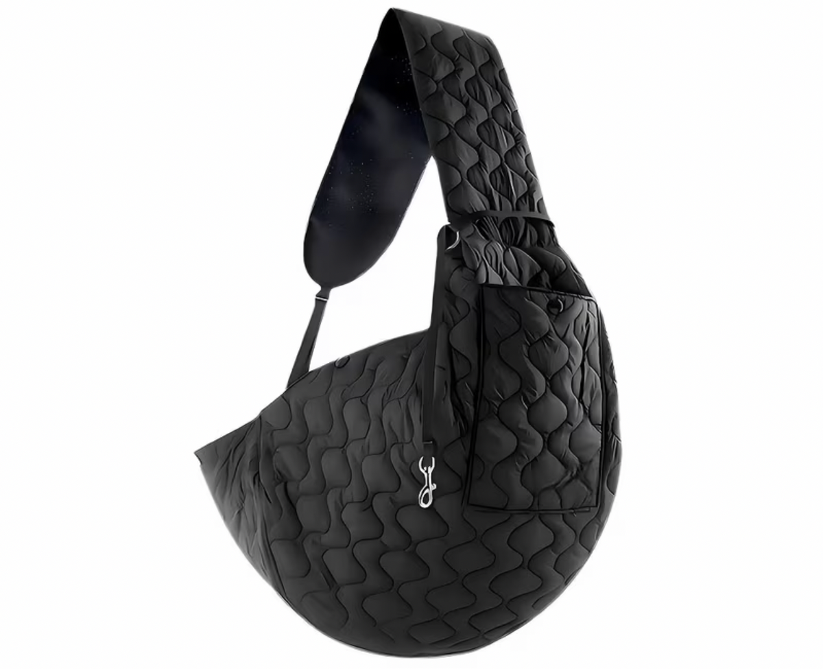 Quilted Pet Dog Puppy Carrier Sling - Black
