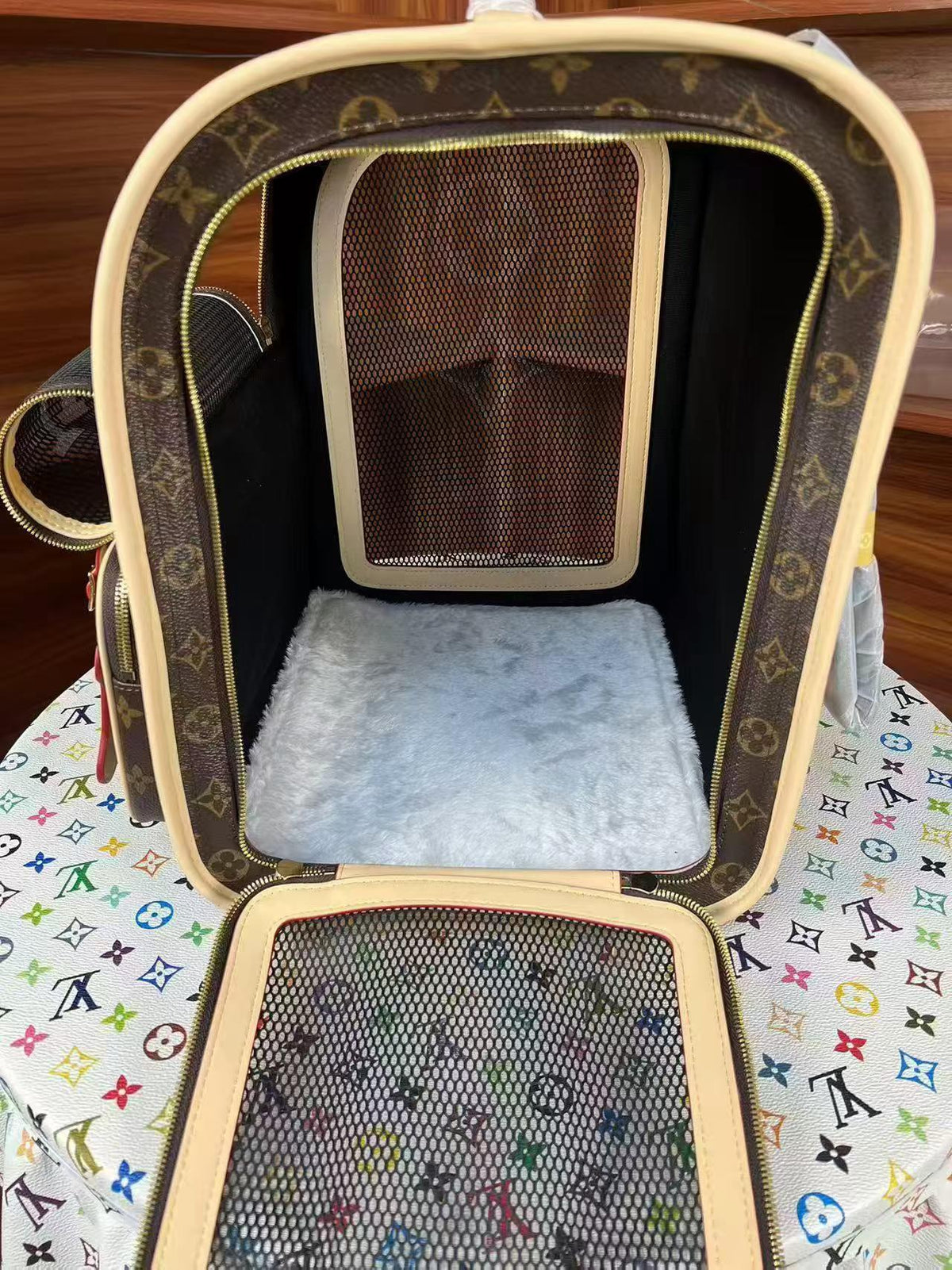 Designer Dog Puppy Carrier Backpack - Brown