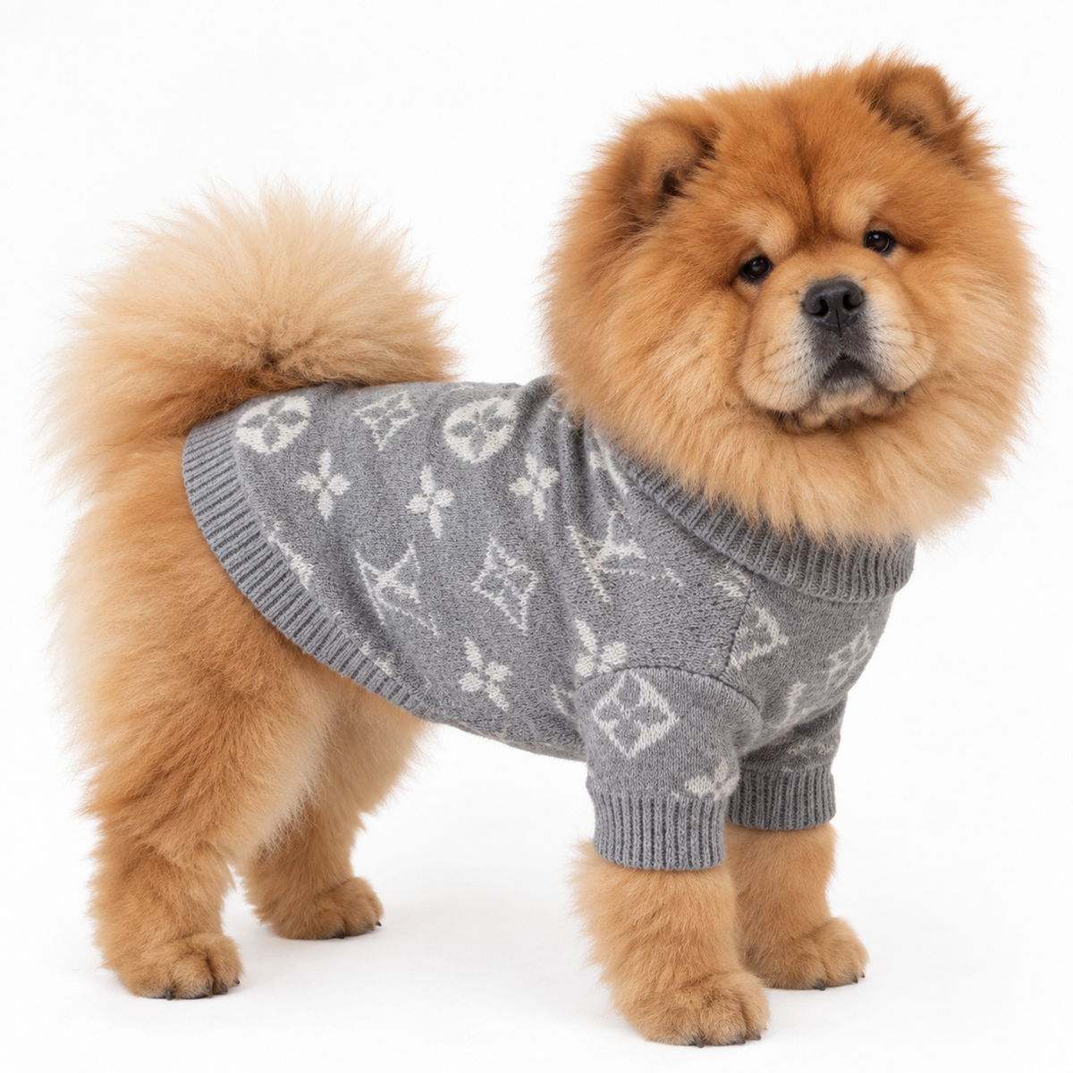 Monogram Dog Knit Jumper - Grey