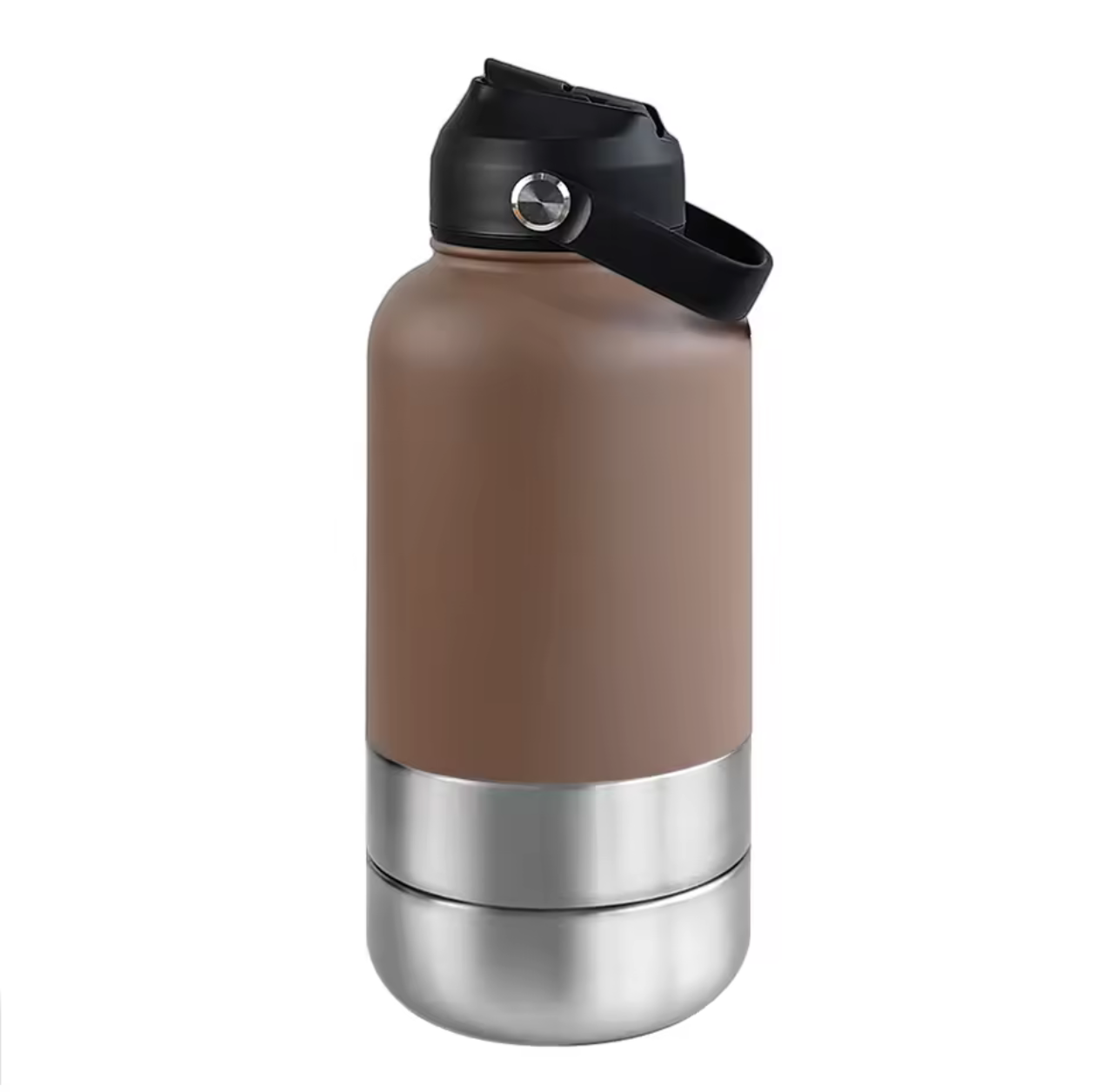 3 in 1 Stainless Steel Dog Water Bottle 1000ml - Chocolate