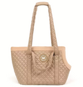 Quilted Soft Plush Lined Dog Carrier - Beige