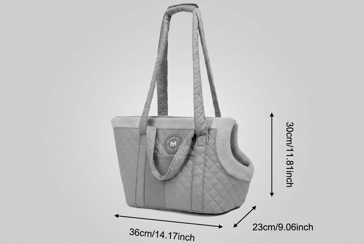 Quilted Soft Plush Lined Dog Carrier - Beige