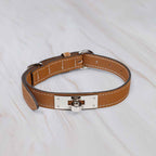 Luxe Lock Clasp Dog Collar and Lead Set - Tobacco Brown