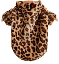 Faux Fur Leopard Print Dog Jacket with Zip - Brown