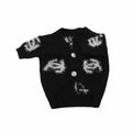 Tinsel Dog Cardigan with Silver Buttons - Black