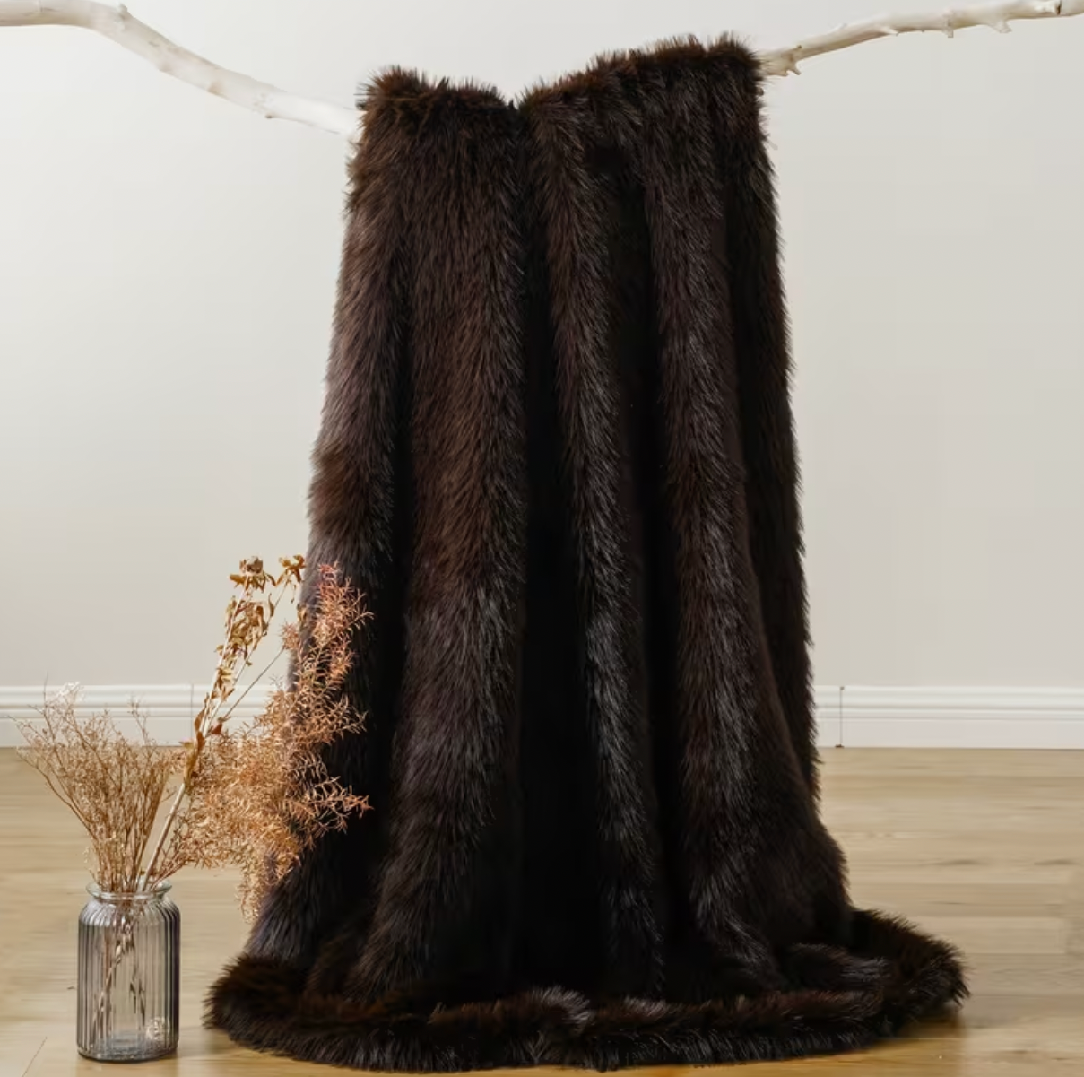 Luxurious Chocolate Brown Faux Fur Blanket