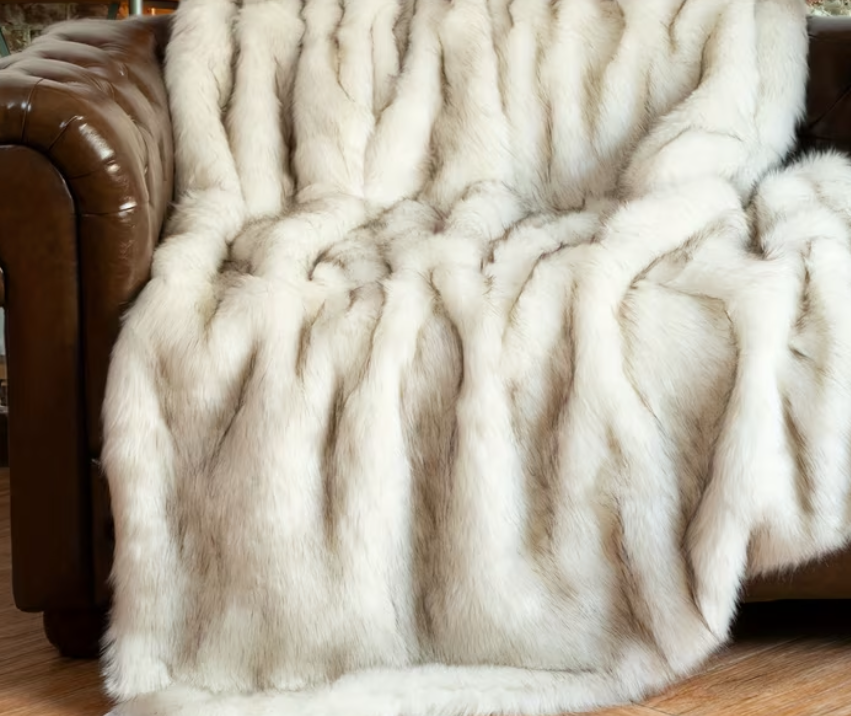Luxurious White Faux Fur Blanket