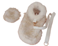 Tweed Style Dog Faux Fur Trim Cloak Coat, Hat, Lead Set - Metallic Gold/Cloud Dancer White