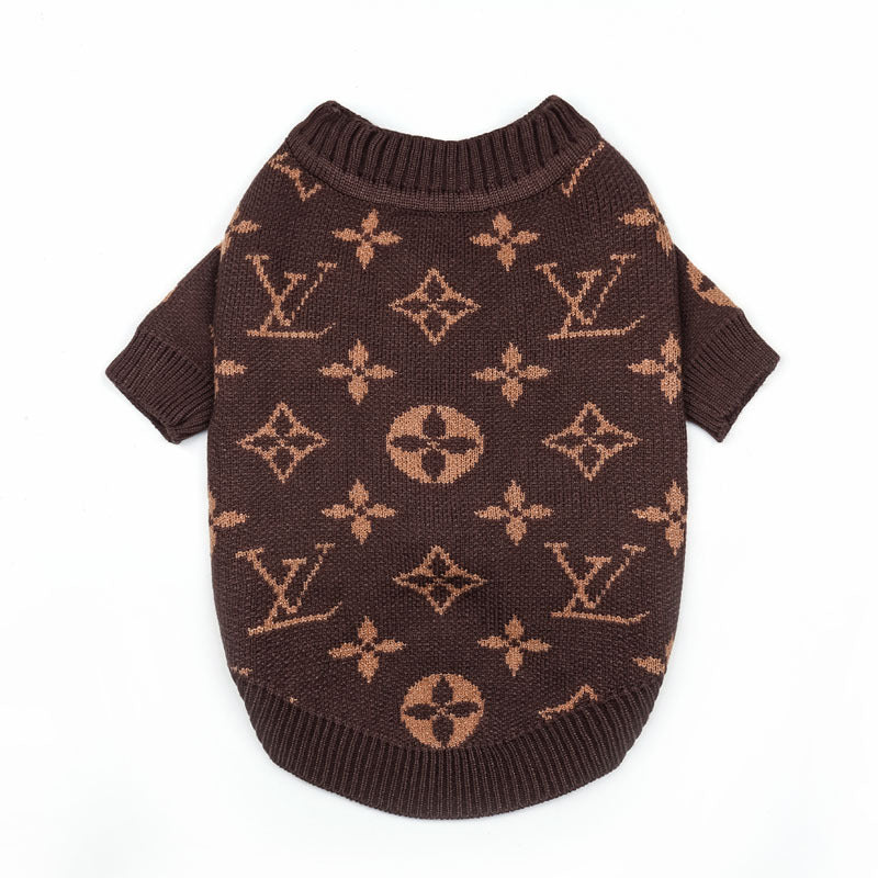 Monogram Dog Knit Cardigan - Brown