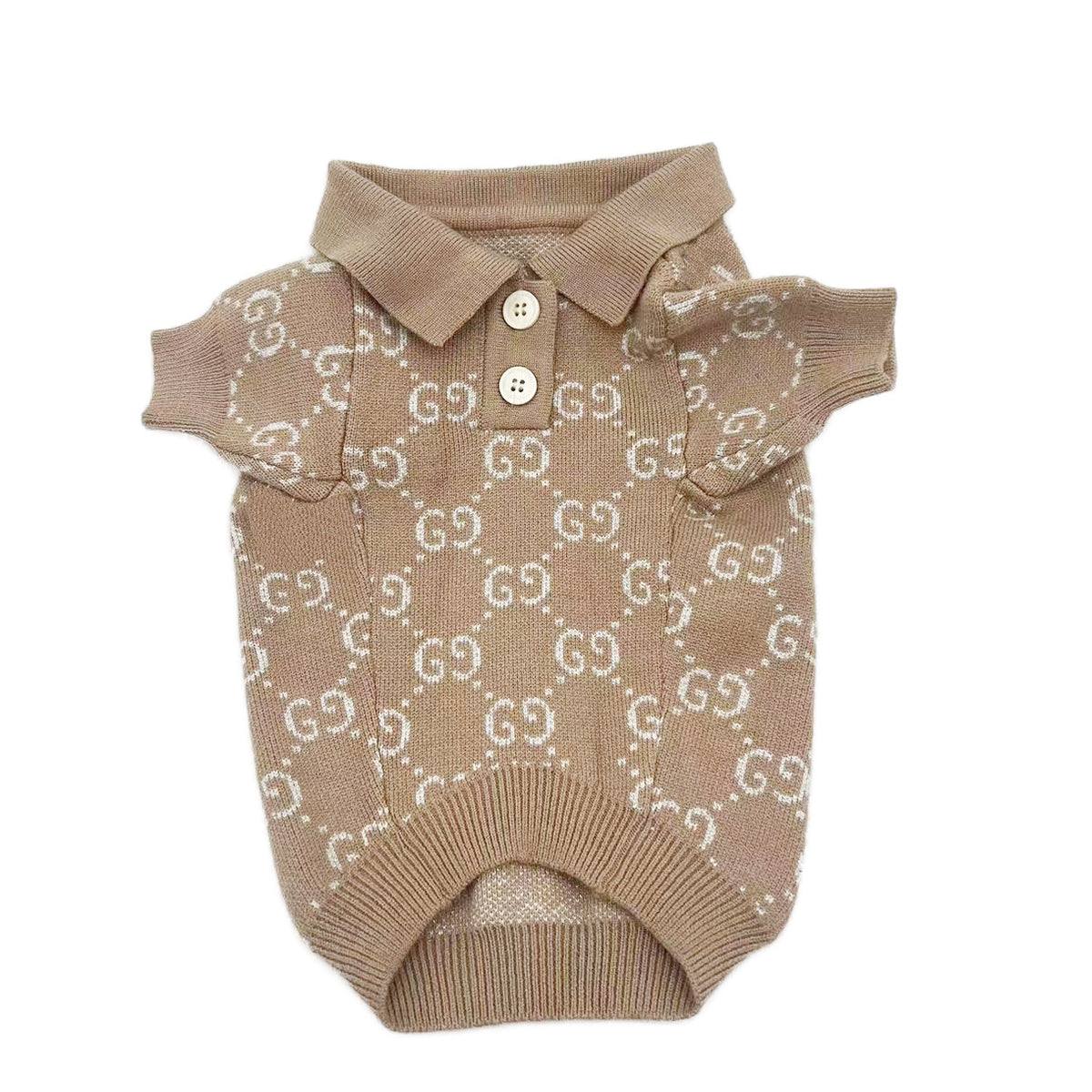 Grucci Classic Collar Polo Dog Jumper - Beige