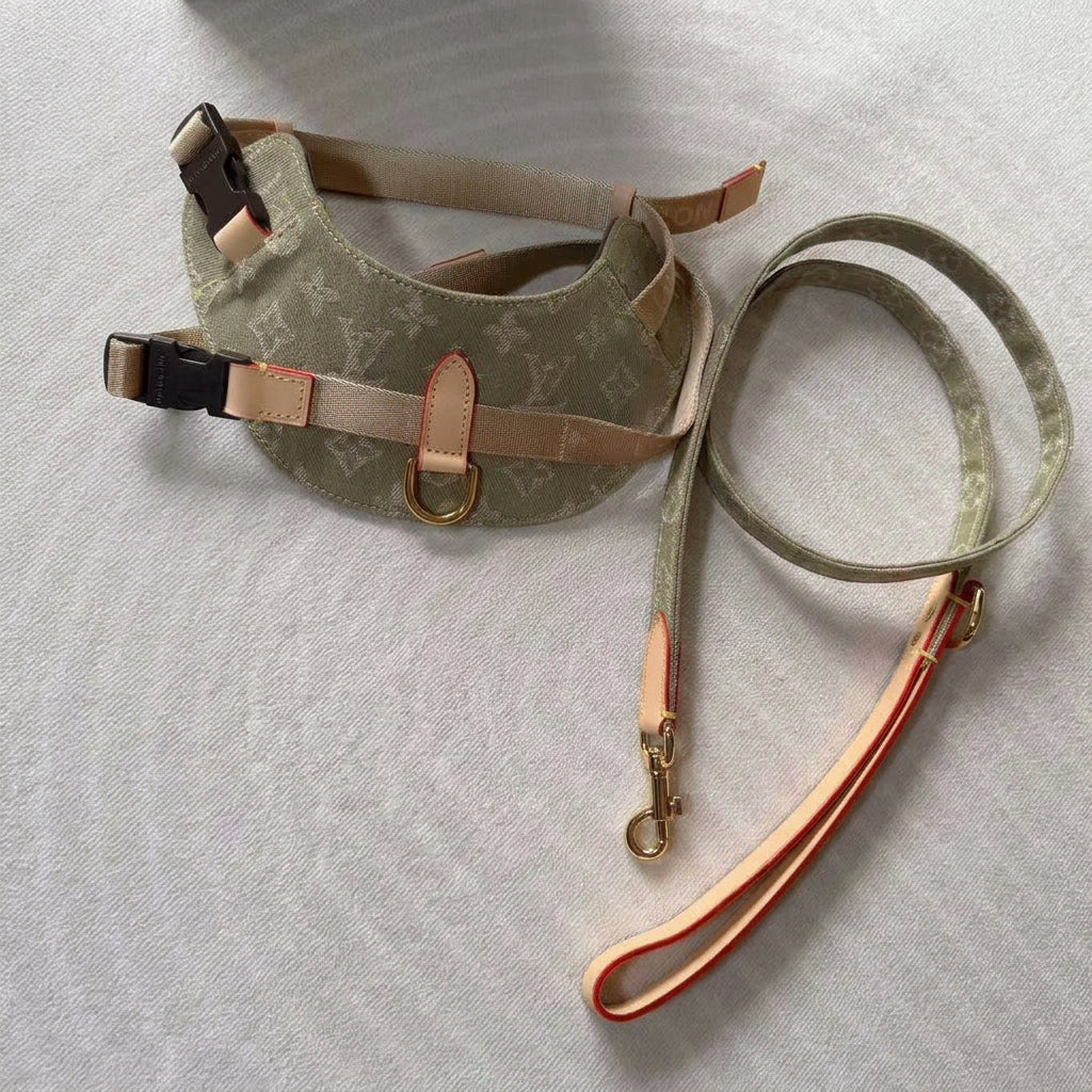 Woof Luxury Dog Harness & Lead Set - Khaki