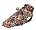 Leopard Print Dog Gilet Jacket Fleece with Harness Attachment - Brown