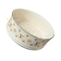 Woof Minimalist Luxury Designer Ceramic Dog Feeding Water Bowl - White/Dune