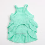 Peplum Bow Cheesecloth Dog Dress - Mint