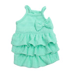 Peplum Bow Cheesecloth Dog Dress - Mint