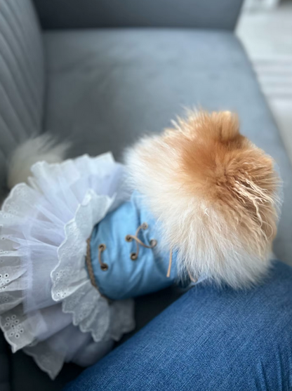 Corset Back Denim Dog Tutu Dress