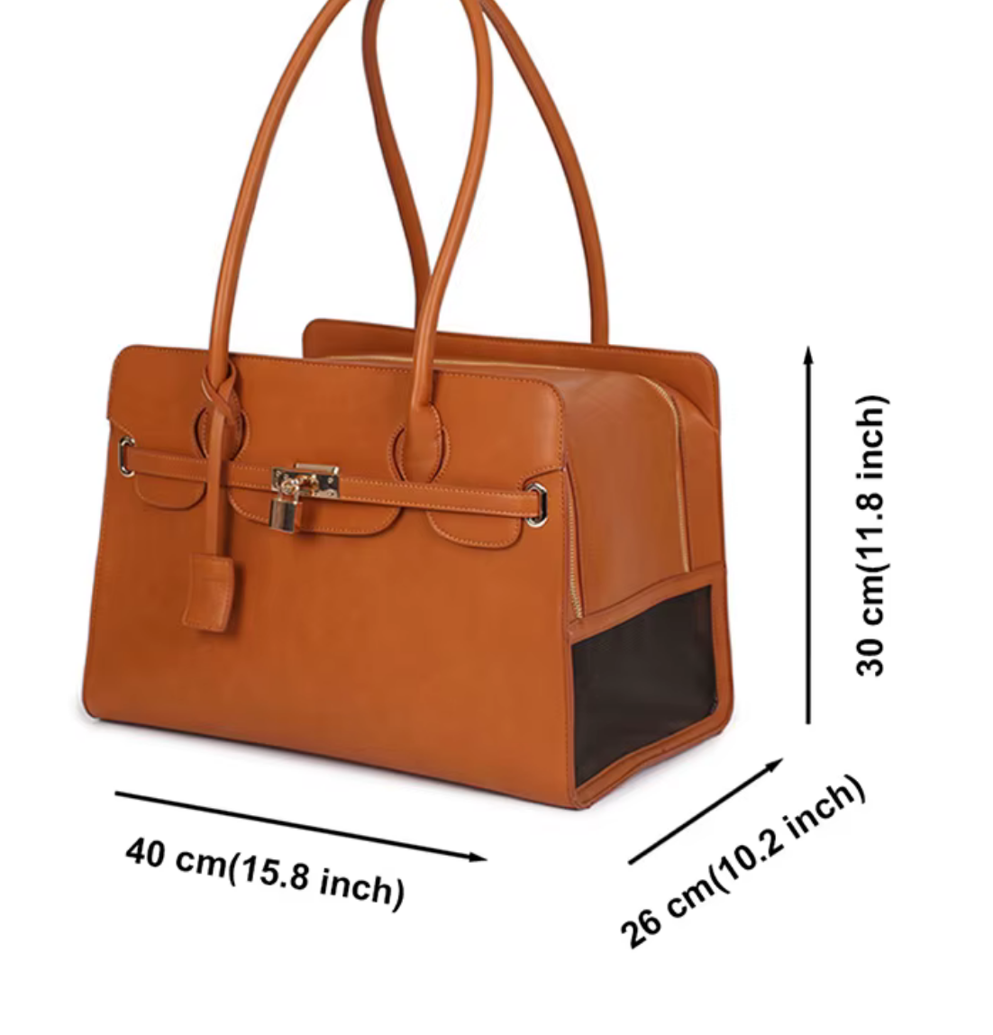 Faux Leather Pet Dog Carrier - Tan