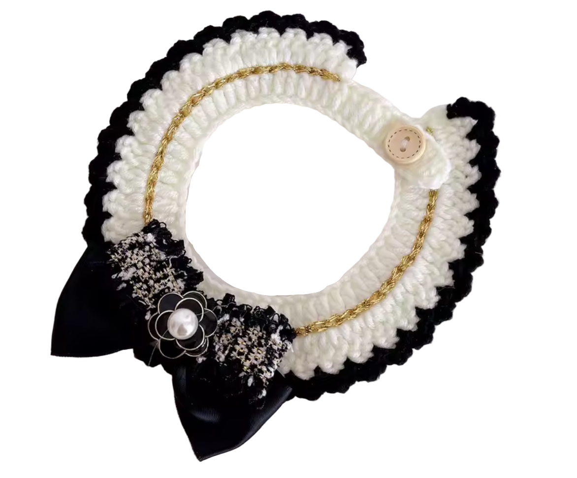 Designer Crochet Gold Dog Knit Collar