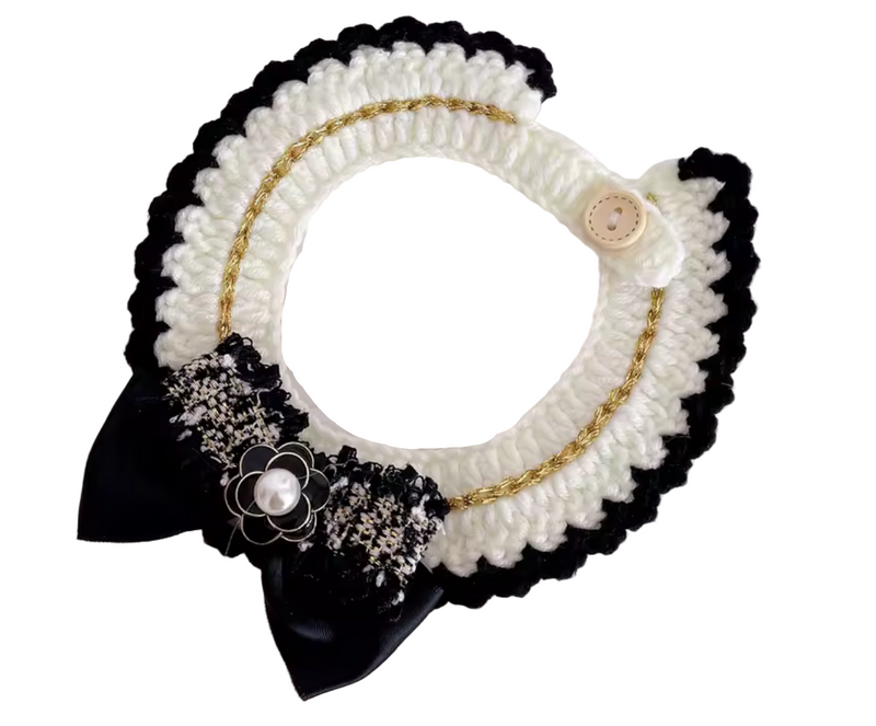 Designer Crochet Gold Dog Knit Collar