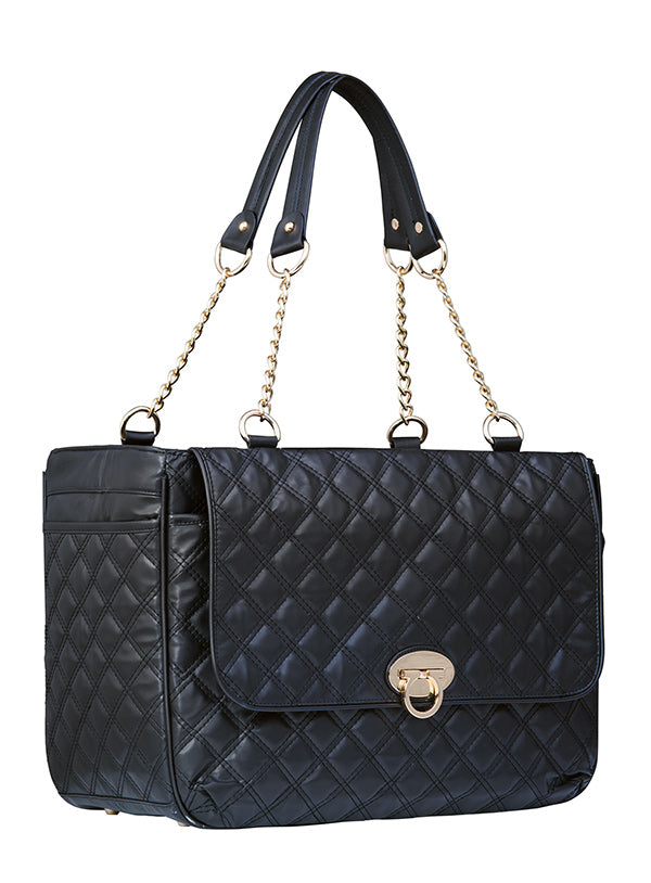 Coco Faux Leather Quilted Pet Carrier - Black