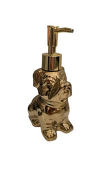 French Bulldog Ceramic Soap Dispenser - Gold/White