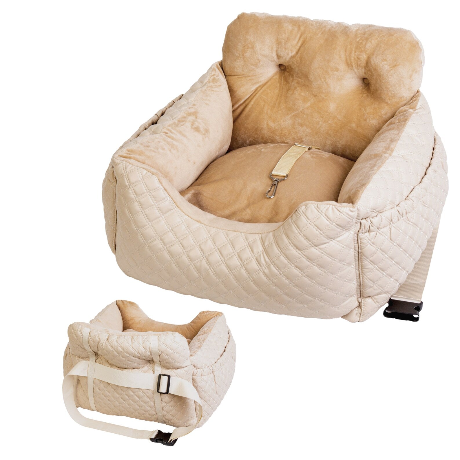 Quilted Dog Car Seat Carrier - Cream