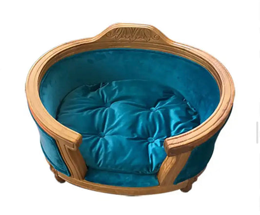 Solid Wood French Style Pet Bed - Peacock Blue