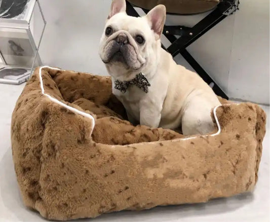 Faux Fur Dog Bed - Brown