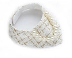 Tweed Pearl Bandana - White/Black