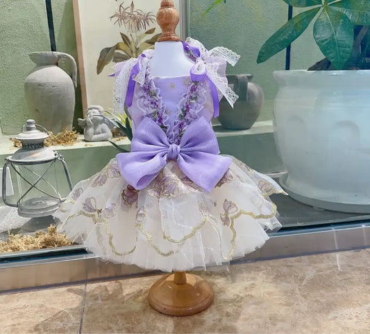 Handmade Lace Dog Dress - Lilac Dreams
