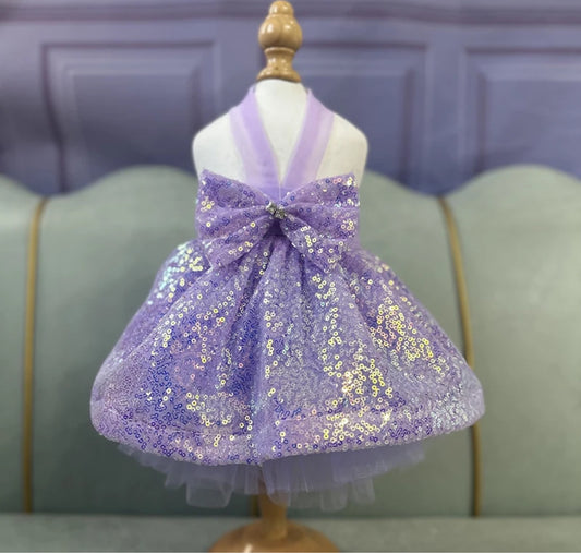 Handmade Sequin Dog Dress - Lavender