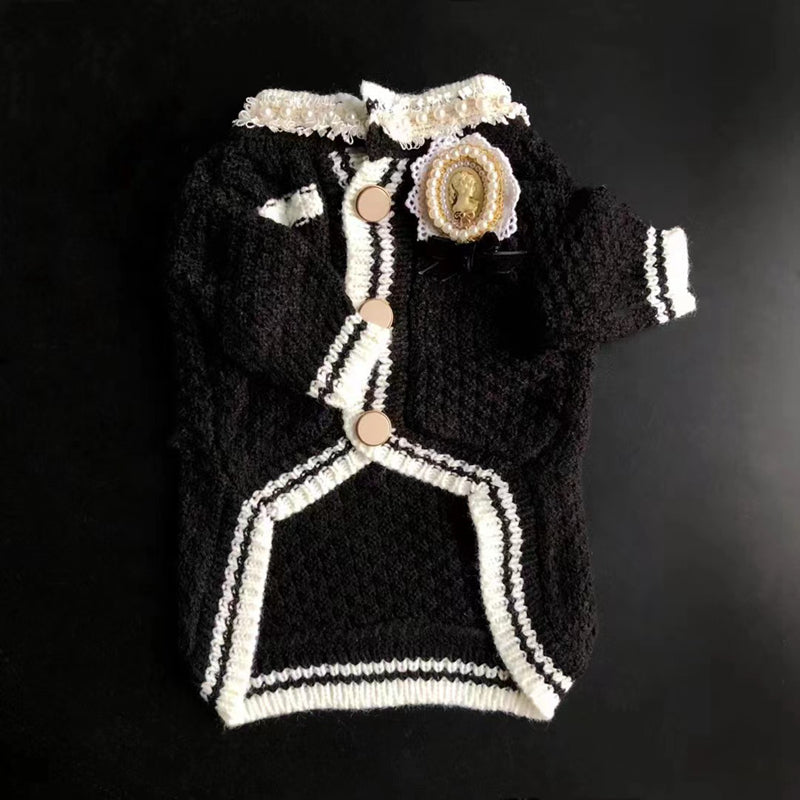 Pearl Edge Cardigan - Black/White