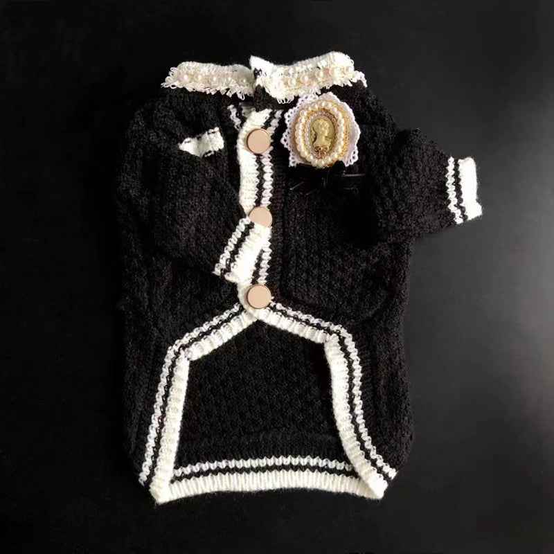 Pearl Edge Cardigan - Black/White